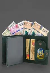 Шкіряна обкладинка-портмоне для посвідчення офіцера з кишенею для жетона 11.1 зелена Crazy Horse - мініатюра 5