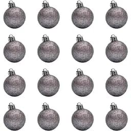 Набір ялинкових куль 16 шт D4 см сірий гліттер пластик (250980)