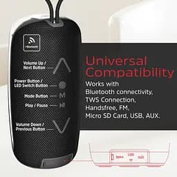 Акустична система 1.0 Energizer 16Вт Bluetooth 5.2/MicroSD/USB/AUX/FM/TWS, IPX65, чорна (BTS164) - мініатюра 2