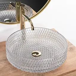 Умивальник Rea Cristal transparent (REA-U8881) 39см - круглий - накладний - загартоване скло - мініатюра 2