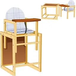 Малый детский стульчик Мася №1119 Абстракция для кормления и игр, обивка кожзам, серо-синий