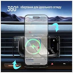 Універсальний автотримач ColorWay FlameGrip, автозажим, Wireless Charger 15W Black (CW-CHAW070Q-BK) - мініатюра 9