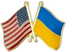 Подвійний значок пін "Україна США" 25 х 19 мм (00102)