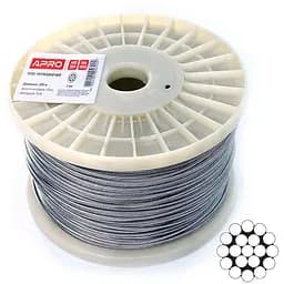 Трос нержавіюча сталь Apro 1мм x 200м (1x19) DIN 3053 (в упаковці 200 шт.)