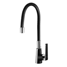 Смеситель для кухни Frap F4457 с гибким изливом черный/хром Черный матовый