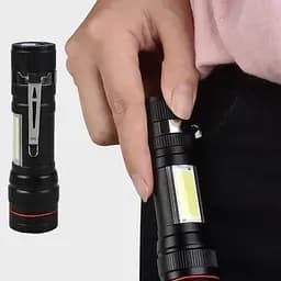 Ліхтарик X-Balog BL-520-T6 ручний акумуляторний чорний, світлодіодний T6+COB, з USB зарядкою і Zoom-фокусом - мініатюра 2