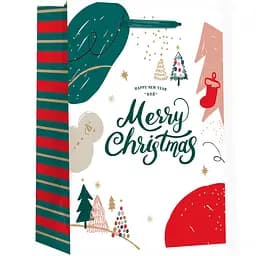 Пакет подарунковий Malevaro Large Xmas Merry 2 дизайн 1 паперовий 26x12.7x32.4 см (760387ML-1)