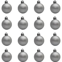 Набір ялинкових куль 16 шт D4 см сірий матовий пластик (250973)