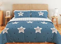 Комплект постельного белья ТЕП Soft dreams Twinkle Stars двуспальный голубой с белым (2-03858_25349)