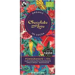 Органічний чорний шоколад з гранатом Chocolate and Love 80 г