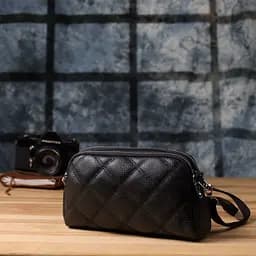 Стильна сумка прошита ромбами з натуральної шкіри Vintage 22930 чорна - мініатюра 10