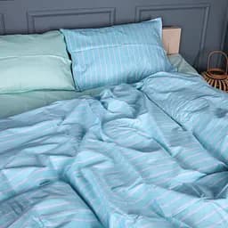 Комплект постільної білизни Mirson Seafoam Stripe сатин 200х220 см (2200013051459)
