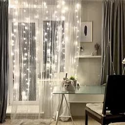 Гірлянда штора Водоспад 720 led 3х3м Велика кругла лампа (прозорий провід, 15 ниток) Холодний білий - мініатюра 4