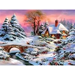 Алмазна мозаїка Чарівний діамант Зимовий світанок зі стразами на підрамнику 40х50 см (2017638984)