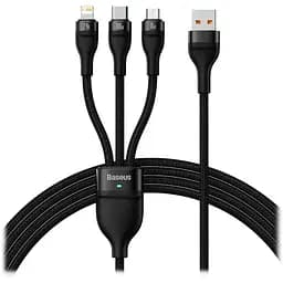 Кабель Baseus Flash Series II One-for-three Fast Charging Data Cable USB to M + L + C 100W 1.2 м Чорний
