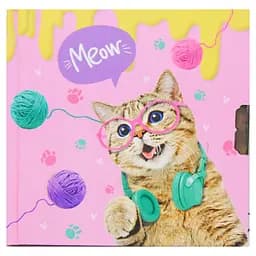 Блокнот дитячий Malevaro Котик в навушниках на замочку 135 x 135 мм 60 аркушів у лінійку (482116-U)