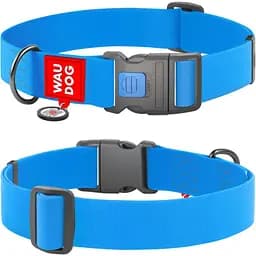 Нашийник для собак водостійкий Waudog Waterproof з QR паспортом, пластиковий фастекс, XXL, 46-70х4 см, блакитний