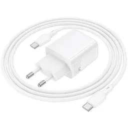 МЗП Borofone BN27 Fuente PD20W+QC3.0 (1USB-A/1C) + кабель Type-C to Type-C White - мініатюра 2