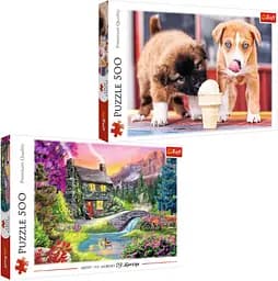 Набор Пазлы - (500 + 500 элм.) - "Время для мороженого" + "Горная идиллия"