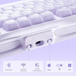 Клавіатура GravaStar Mercury K1 80keys Kailh Cheery Pink EN/UKR BT/WL/USB Lavender Purple (GSK1_PL) - мініатюра 6