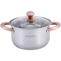 Кастрюля Kamille 2 л из нержавеющей стали с крышкой и полыми медными ручками (KM-4931)