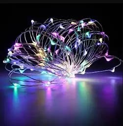 Світлодіодна гірлянда нитка крапля роси 4.5 м 50 led батарейки RGB - мініатюра 2