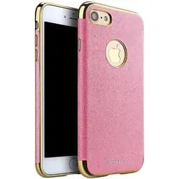Чохол-накладка iPaky Chrome connector + Leather Back case iPhone 7 Plus Pink/Gold