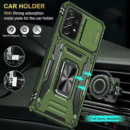 Ударостійкий чохол Camshield Army Ring для Samsung Galaxy A73 5G Оливковий / Army Green - мініатюра 2
