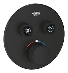 Термостат скрытого монтажа с двумя кнопками управления Grohe Grohtherm SmartControl 29507KF0, Черный матовый