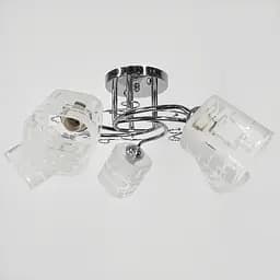 Серебряная люстра на 5 матовых плафонов с узором Ø 58 см Ст. 2286/5B CH | Line F