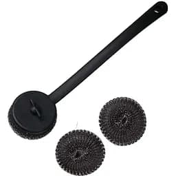 Кругла щітка з металевою губкою для гриля SANTOS, 2 змінні насадки в комплекті (230100)