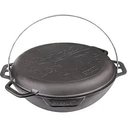 Чавунний азіатський казан Brizoll KA10-2 з кришкою сковородою для багаття туристичний 10 л