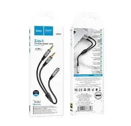 Кабель Hoco UPA21 2 в 1 3.5 headset audio adapter cable female to 2 male Темно-сірий - мініатюра 2