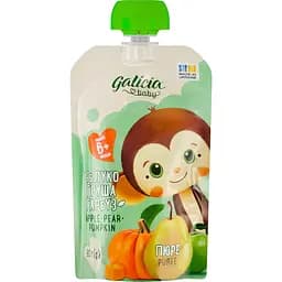 Пюре Galicia Baby яблучно-грушево-гарбузове натуральне гомогенізоване стерилізоване 90 г