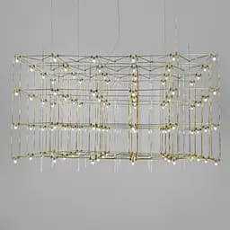 Золота люстра у формі паралелепіпеда 120х60х60 см | Line F | Арт. MJ200-1200*600*600 Titanium