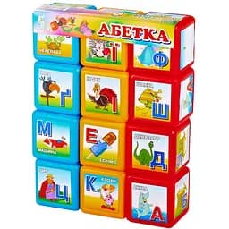 Дитячі розвиваючі кубики "Абетка" 06042, 12 шт. в наборі