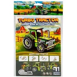 Детский деревянный 3D конструктор Турбо трактор PuzzleOk Puz-00960 71 деталь
