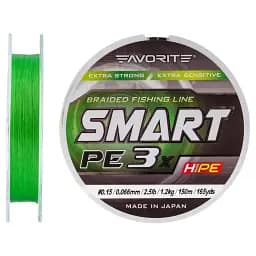Шнур Favorite Smart PE 3x 150м (l.green) 0.15/0.066 мм 2.5 lb/1.2 кг