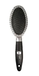 Массажная щетка для волос овальная Titania с прорезиненной ручкой, 10 рядов, серебристый (1760)