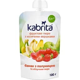 Пюре фруктовое Kabrita Банан с клубникой с козьими сливками 100 г