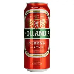 Пиво Hollandia Strong, светлое, фильтрованное, 7,5%, ж/б, 0,5 л