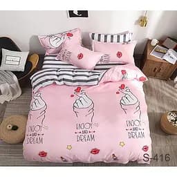 Комплект постельного белья TAG Tekstil с компаньоном King Size Розовый 000141874 (S416)