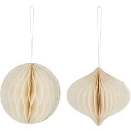 Ялинкові прикраси J-line кулька+юла з переробленого паперу кремового кольору 2 шт. (39557)