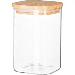 Скляна банка Krauzer квадрат з бамбуковою кришкою 550 мл (62-550)