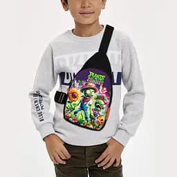 Сумка через плече дитяча Рослини проти зомбі 29х17 см сумка слінг для хлопчика (02146)