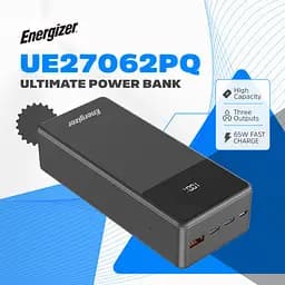 Універсальна мобільна батарея Energizer 27000mAh 65W PD,QC3.0,USB-А 2хUSB-C Micro-USB LCD display,Black (UE27062PQ) - мініатюра 4