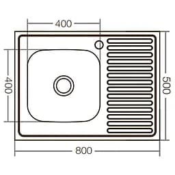 Кухонна мийка накладна ZerixZ8050L-06-160E satin ZX1612, Нержавіюча сталь - мініатюра 3