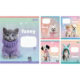 Набор тетрадей 1 Вересня Funny Pets А5 в косую линию 12 листов 25 шт. (768210)