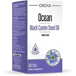 Масло черного тмина Orzax Ocean Black Cumin Seed Oil 1000 mg, 60 капсул для поддержки кожи и иммунной системы