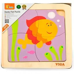 Дерев'яний міні-пазл Viga Toys Рибка 4 елементи (50144) - мініатюра 2